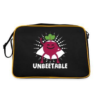 Beetroot vegetables for vegans Saying: Unbeetable - Retro Bag - black/gold - Back