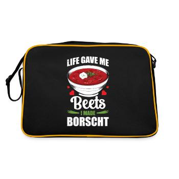 Rote Bete Suppe Borscht Gemüse Pflanzliche Basis - Retro Tasche - Schwarz/Gold - Hinten