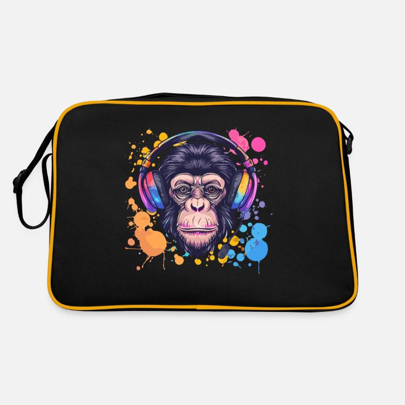Affe Mit Kopfhörer Damen Deko Herren Geschenk Retro Tasche