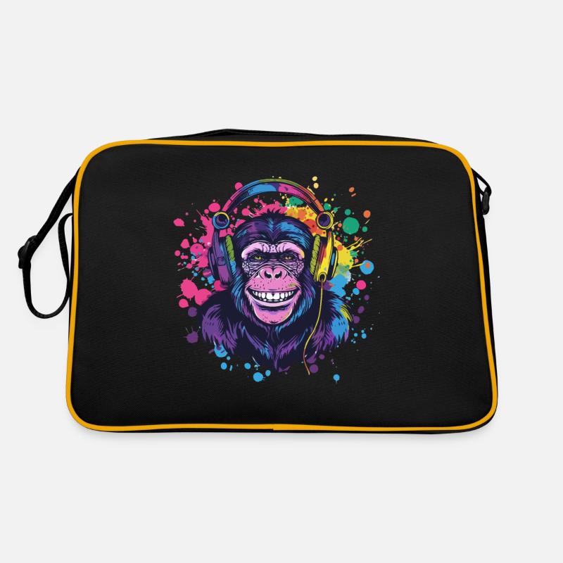 Affe Mit Kopfhörer Damen Deko Herren Geschenk Retro Tasche