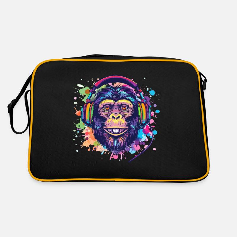 Affe Mit Kopfhörer Damen Deko Herren Geschenk Retro Tasche