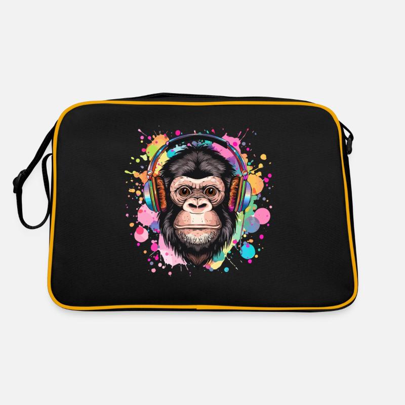 Affe Mit Kopfhörer Damen Deko Herren Geschenk Retro Tasche