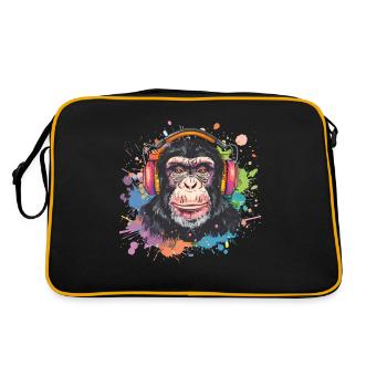 Singe avec casque Décoration femme Cadeau pour homme - Sac Retro - noir/or - Dos