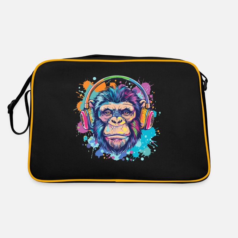 Affe Mit Kopfhörer Damen Deko Herren Geschenk Retro Tasche