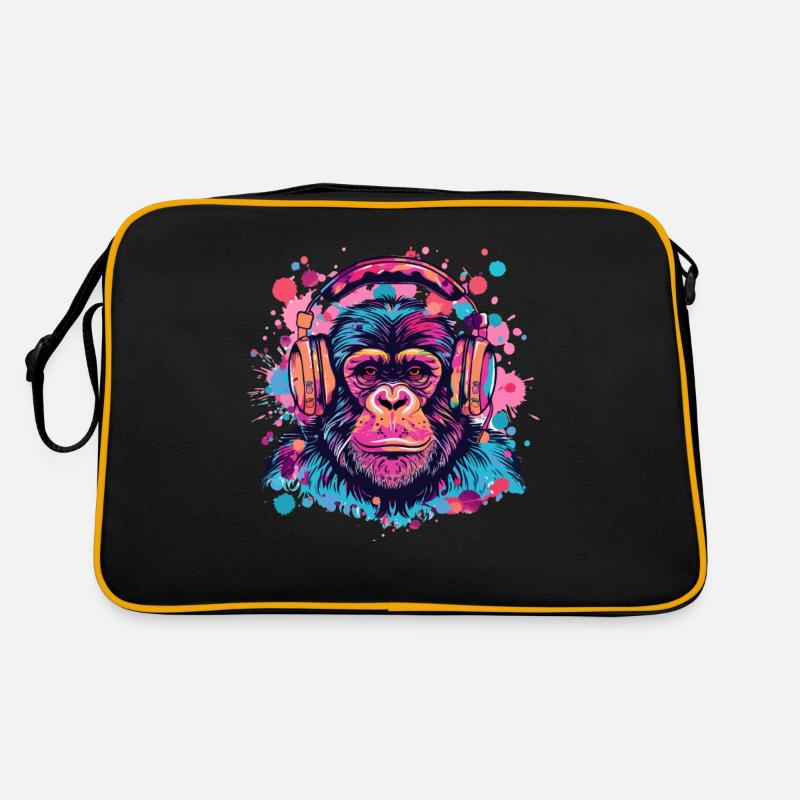 Affe Mit Kopfhörer Damen Deko Herren Geschenk Retro Tasche