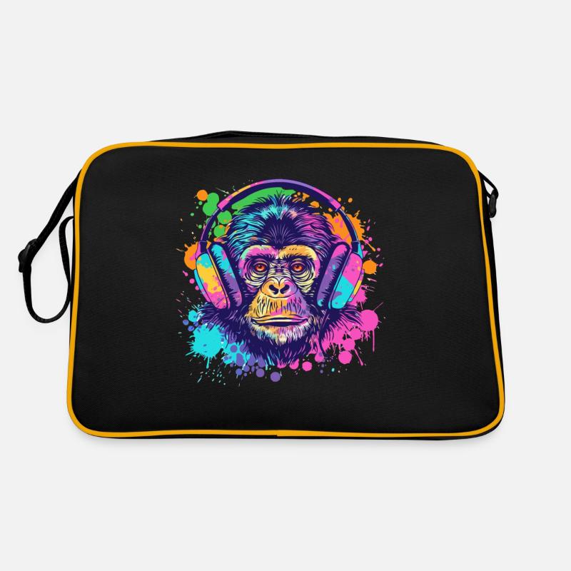 Affe Mit Kopfhörer Damen Deko Herren Geschenk Retro Tasche