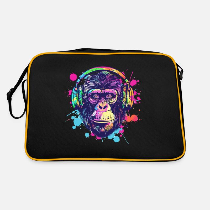 Affe Mit Kopfhörer Damen Deko Herren Geschenk Retro Tasche