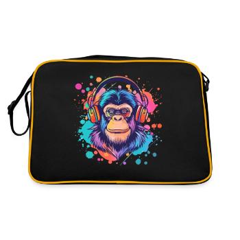 Singe avec casque Décoration femme Cadeau pour homme - Sac Retro - noir/or - Dos