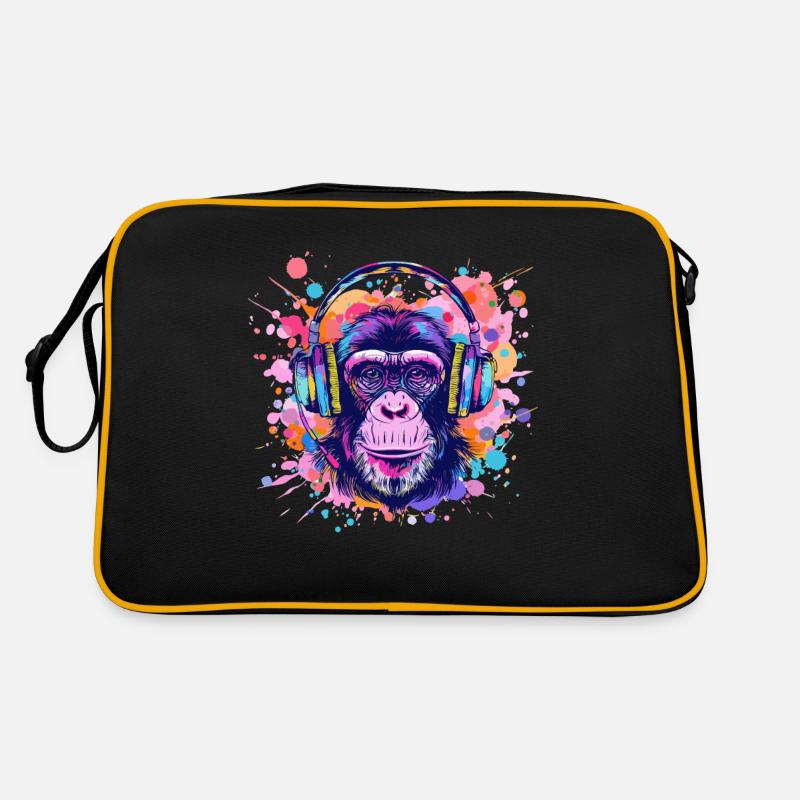Affe Mit Kopfhörer Damen Deko Herren Geschenk Retro Tasche