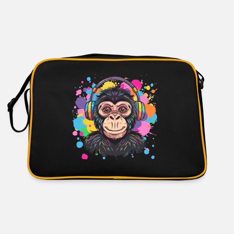 Affe Mit Kopfhörer Damen Deko Herren Geschenk Retro Tasche
