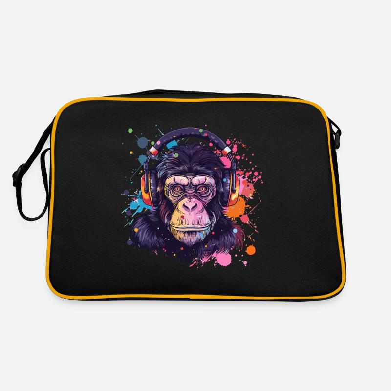 Affe Mit Kopfhörer Damen Deko Herren Geschenk Retro Tasche