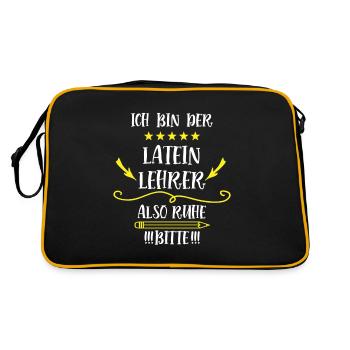 Latein Lehrer Spruch Lateinlehrer Teacher Latin - Retro Tasche - Schwarz/Gold - Hinten