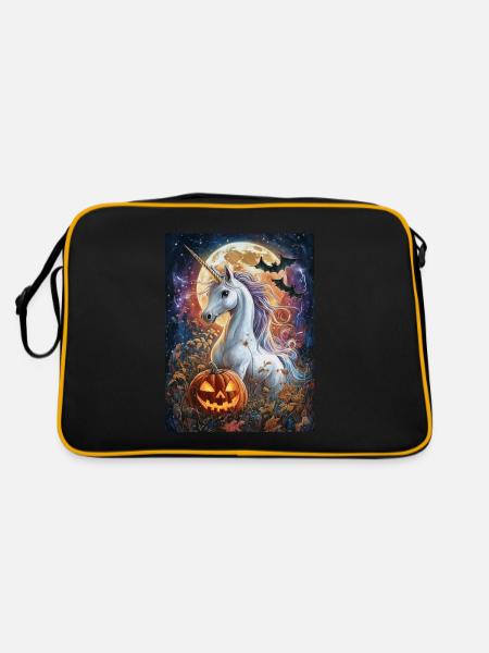 Cadeau d’Halloween Femmes Licorne Hommes Enfants - Sac Retro - noir/or - Dos