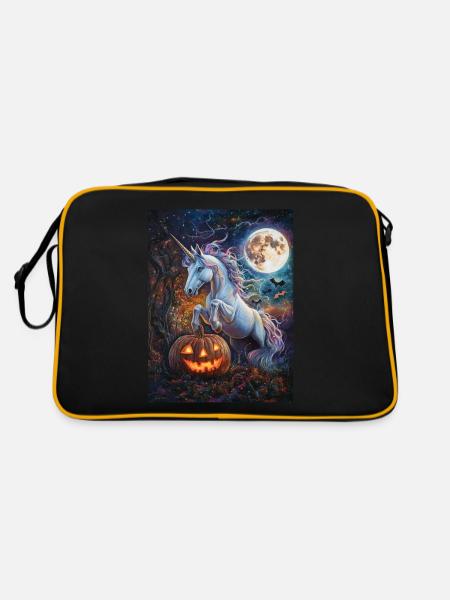 Cadeau d’Halloween Femmes Licorne Hommes Enfants - Sac Retro - noir/or - Dos