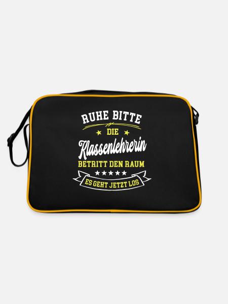 Schullehrerin Lehrerin der Klasse Klassenlehrerin - Retro Tasche - Schwarz/Gold - Hinten