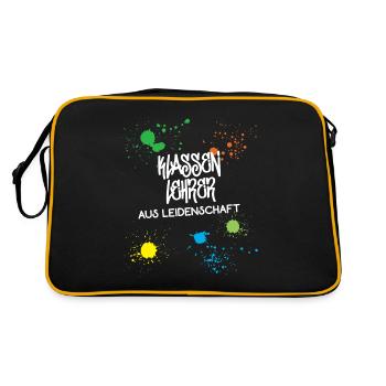Klassenlehrer Lehramt Student Beruf Lehrer Schule - Retro Tasche - Schwarz/Gold - Hinten