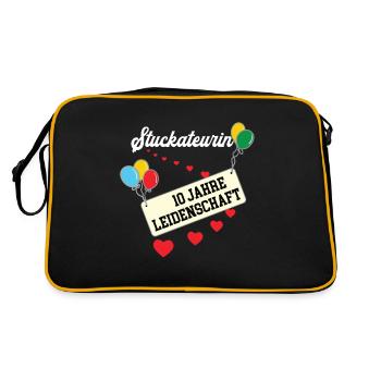 Stuckateurin 10 jähriges Jubiläum StuckateurJubi - Retro Tasche - Schwarz/Gold - Hinten