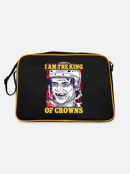 Zahnloser Eishockey Spieler Lustig Hockey Spieler - Retro Tasche - Schwarz/Gold - Hinten