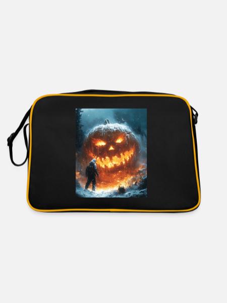 Halloween Geschenk Frauen Kürbis Männer Kinder - Retro Tasche - Schwarz/Gold