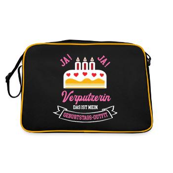 Verputzerin Geburtstag Geburtstagsgeschenk Chefin - Retro Tasche - Schwarz/Gold - Hinten