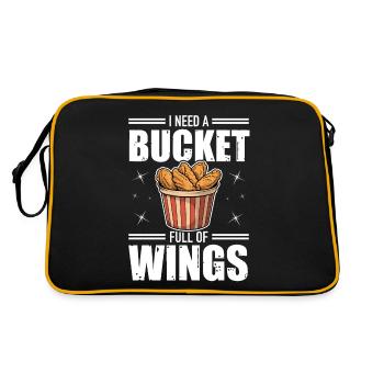 Chicken Wings Bucket Fast Food Hühnerbude - Retro Tasche - Schwarz/Gold - Hinten