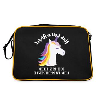 Friseur Geschenk Spiegelverkehrt Haar Farbexperte - Retro Tasche - Schwarz/Gold - Hinten