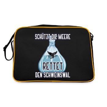 Schützt die Meere Wal Tierschutz Wale Schweinswal - Retro Tasche - Schwarz/Gold - Hinten