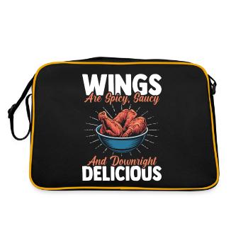 Wings Spicy Saucy Delicious Hot Chicken Wings - Retro Tasche - Schwarz/Gold - Hinten