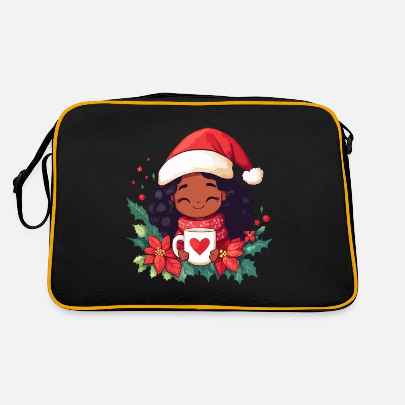 Afrikanische Weihnachtsfrau Kaffee Weihnachten Retro Tasche
