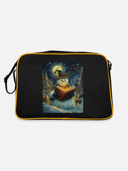 Snowman Christmas Decoration Women Men Children - Retro Bag - black/gold - Back