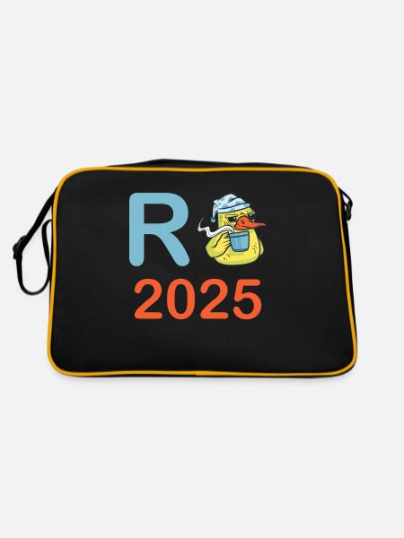 Duck Pension 2025 Pension Retirement Grandpa Grandma Pensioner - Retro Bag - black/gold - Back