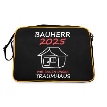 Constructeur 2025 Cadeau Hommes Maison Homme Bâtiment - Sac Retro - noir/or - Dos