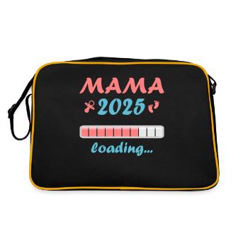 Mama 2025 Geschenk Frauen Damen Mutter Schwanger - Retro Tasche - Schwarz/Gold - Hinten