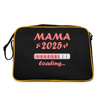 Mama 2025 Geschenk Frauen Damen Mutter Schwanger - Retro Tasche - Schwarz/Gold - Hinten