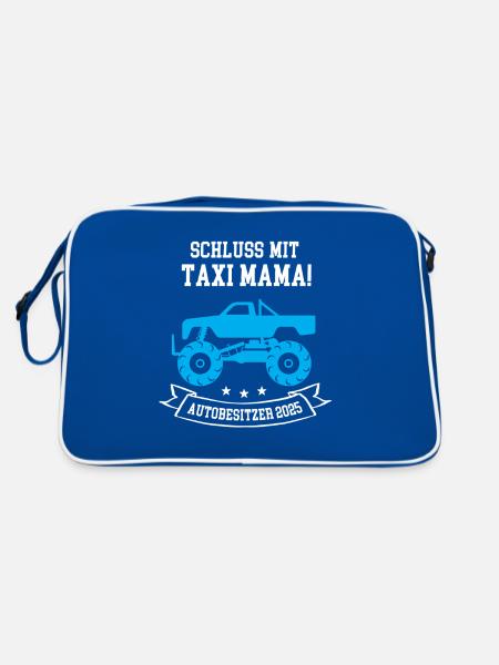 Autobesitzer 2025 Führerschein Bestanden Autofan - Retro Tasche - Blau/Weiß - Hinten
