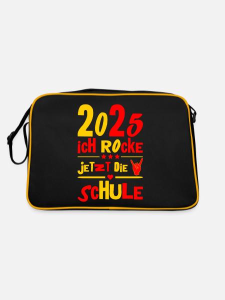 School Child 2025 Young Girls School Enrollment 2025 Decoration - Retro Bag - black/gold - Back