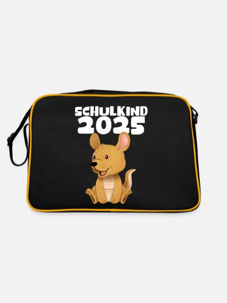 School Child 2025 Young Girls School Enrollment 2025 Decoration - Retro Bag - black/gold - Back