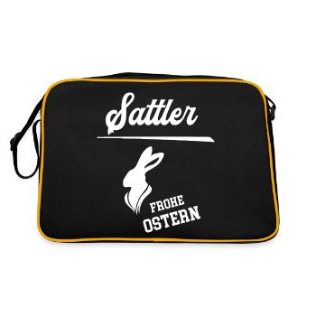 Sattler Frohe Ostern Ostergeschenk Sattlerei Chef - Retro Tasche - Schwarz/Gold - Hinten