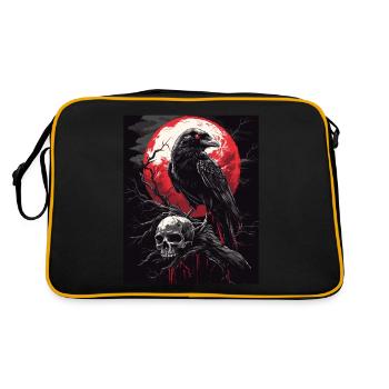 Raven Skull Moon Dark Gothic Black Crow - Retro Bag - black/gold - Back