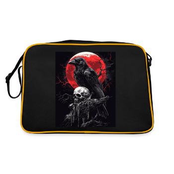 Raven Skull Moon Dark Gothic Black Crow - Retro Bag - black/gold - Back