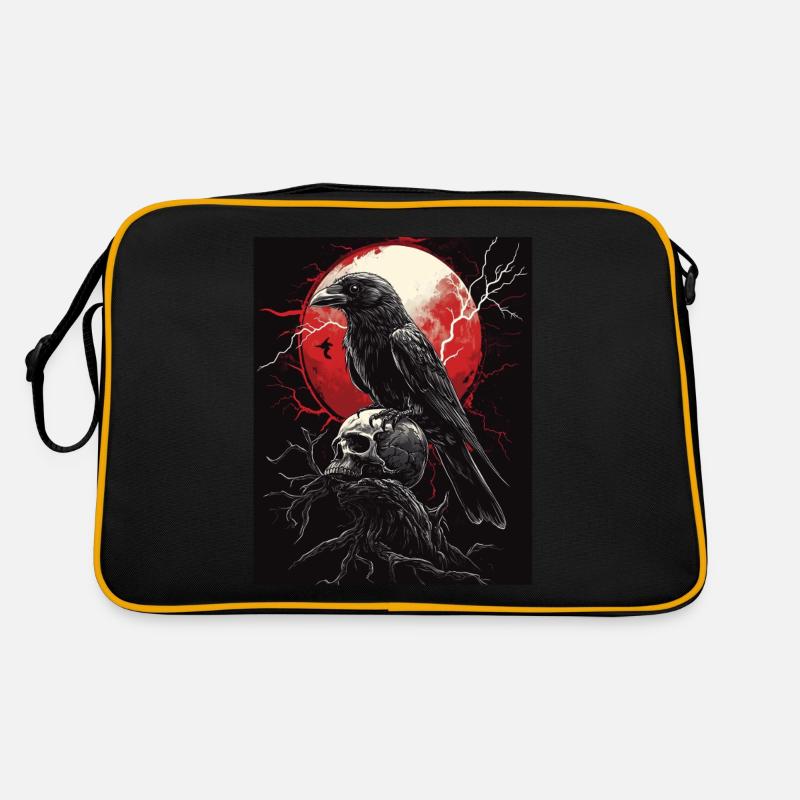Corbeau Crâne Lune Gothique Noir Corbeau Sac Retro