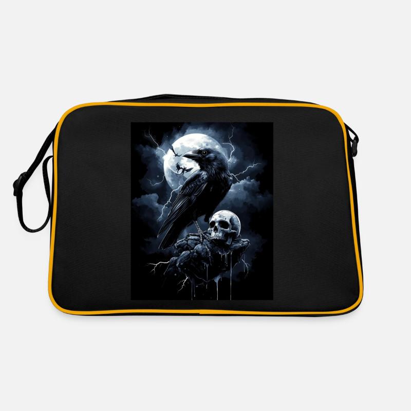 Raven Skull Moon Dark Gothic Black Crow Retro Bag