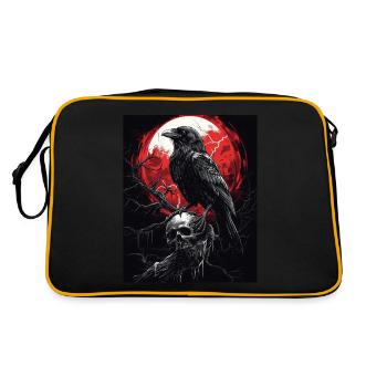 Raven Skull Moon Dark Gothic Black Crow - Retro Bag - black/gold - Back