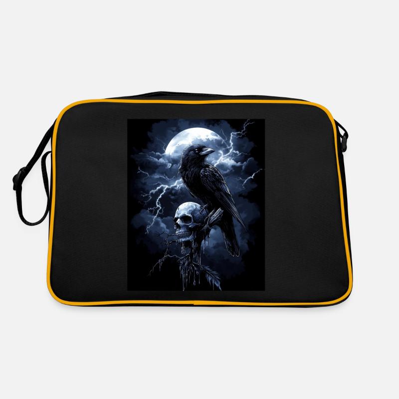 Raven Skull Moon Dark Gothic Black Crow Retro Bag