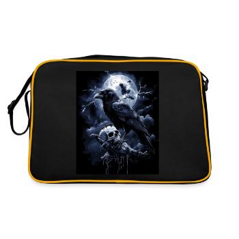 Raven Skull Moon Dark Gothic Black Crow - Retro Bag - black/gold - Back