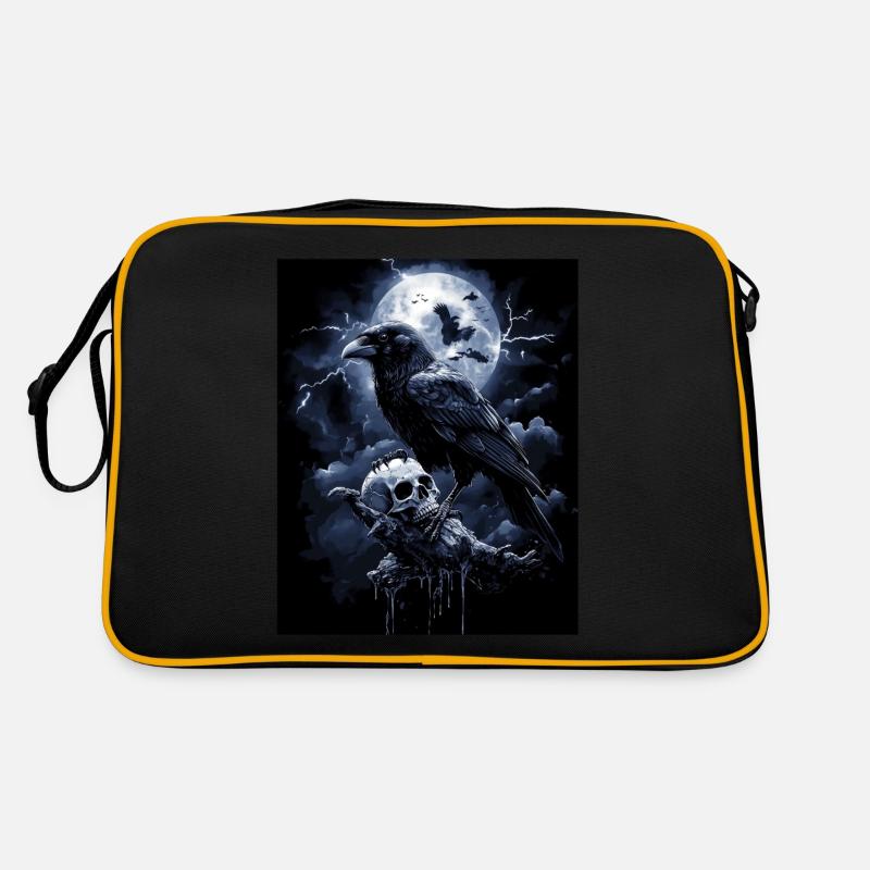 Corbeau Crâne Lune Gothique Noir Corbeau Sac Retro