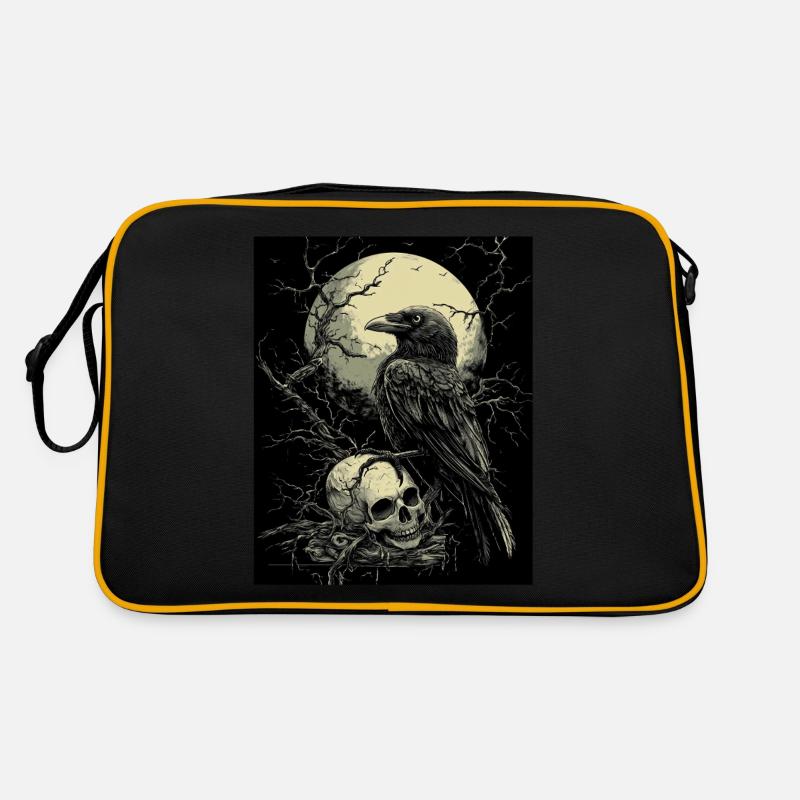 Raven Skull Moon Dark Gothic Black Crow Retro Bag