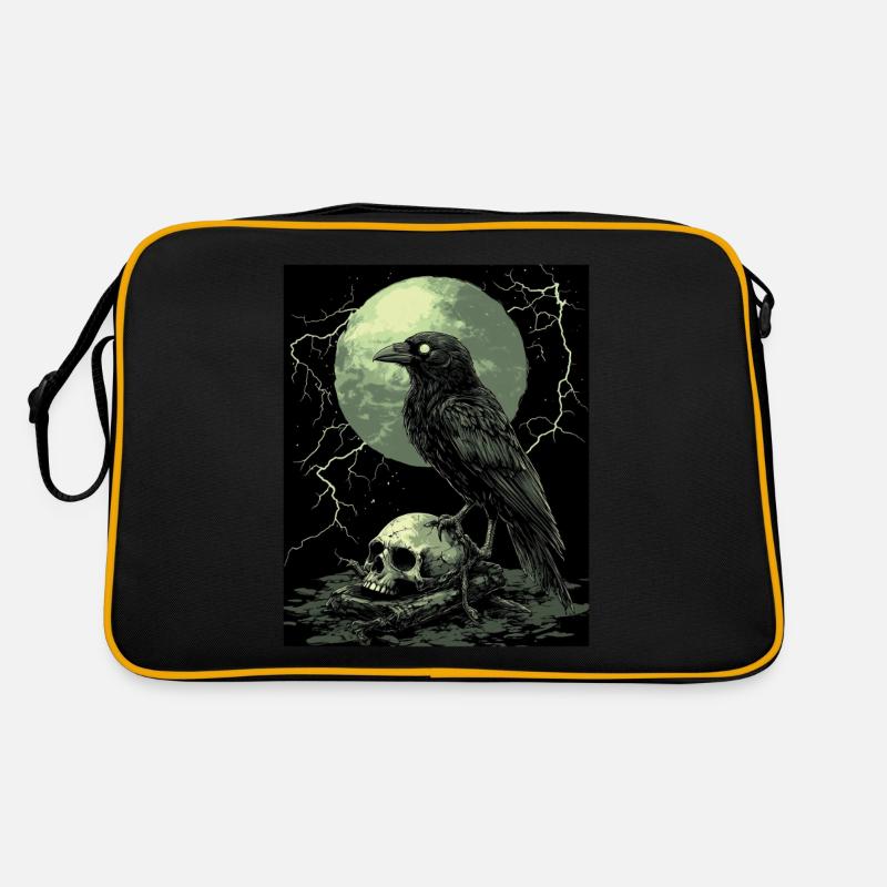 Raven Skull Moon Dark Gothic Black Crow Retro Bag