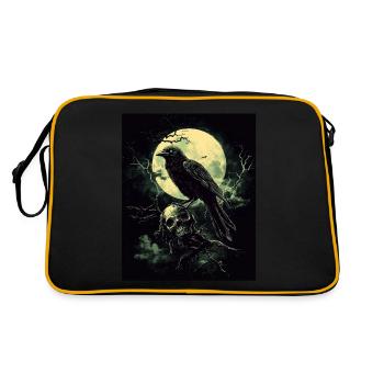 Raven Skull Moon Dark Gothic Black Crow - Retro Bag - black/gold - Back