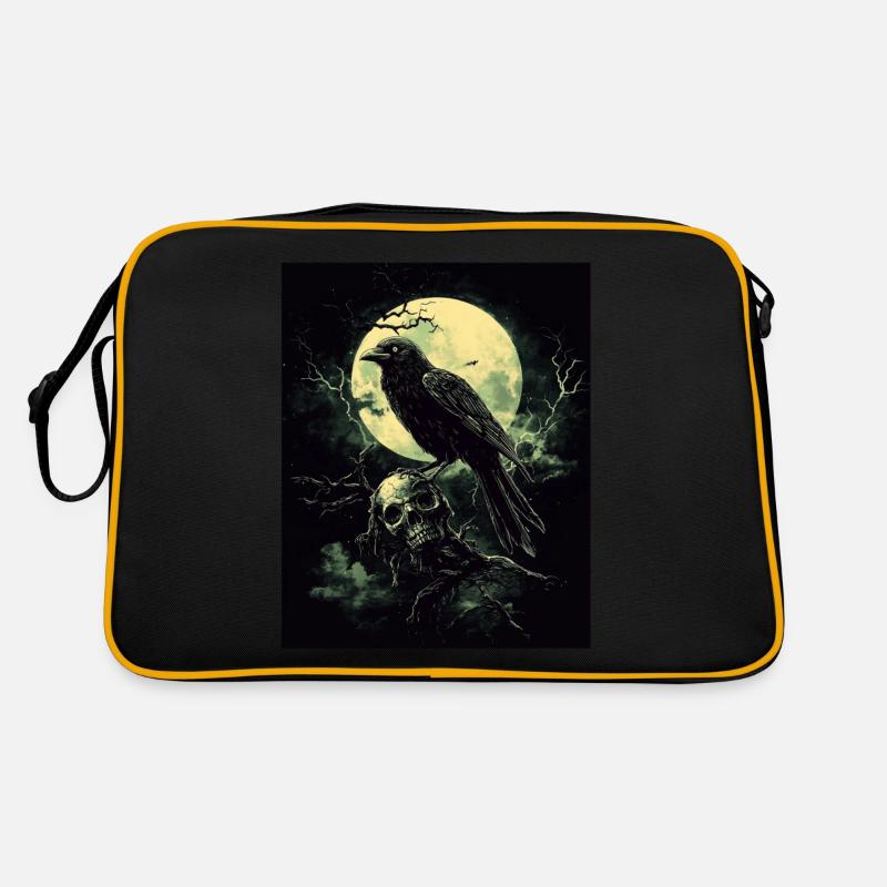 Corbeau Crâne Lune Gothique Noir Corbeau Sac Retro